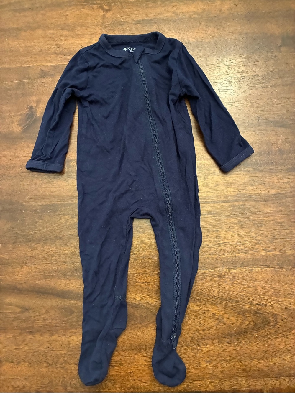 Kyte Baby Zippered Romper 3-6 Months Pajamas Bamboo Navy Blue Minor Wash Wear